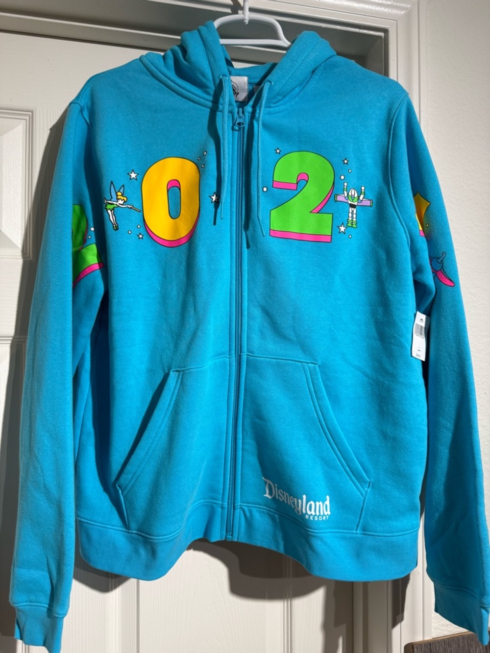 Disneyland Parks 2024 Sweatshirt Hoodie Women’s Blue L Tinker bell Bell Buzz.